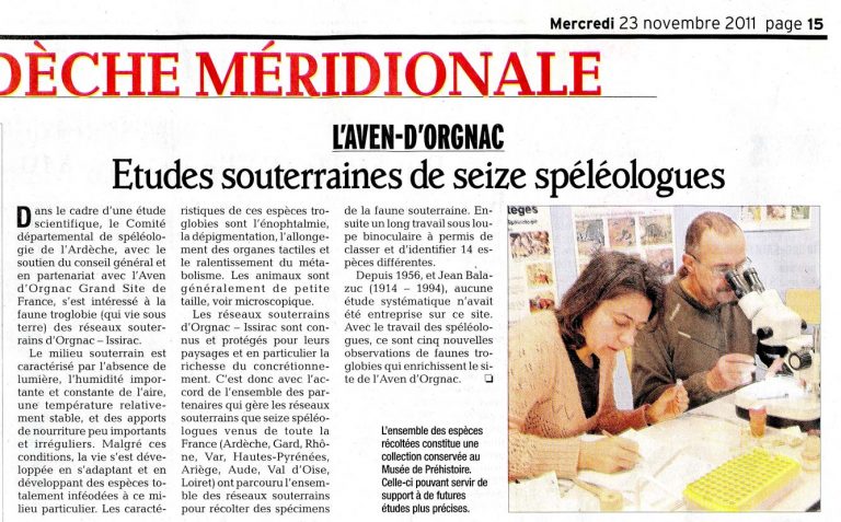 Etudes souterraines de seize spéléologues